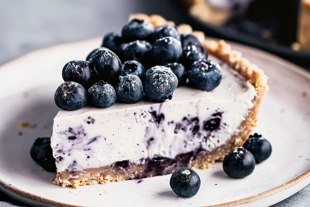 No Bake Frozen Blueberry Pie