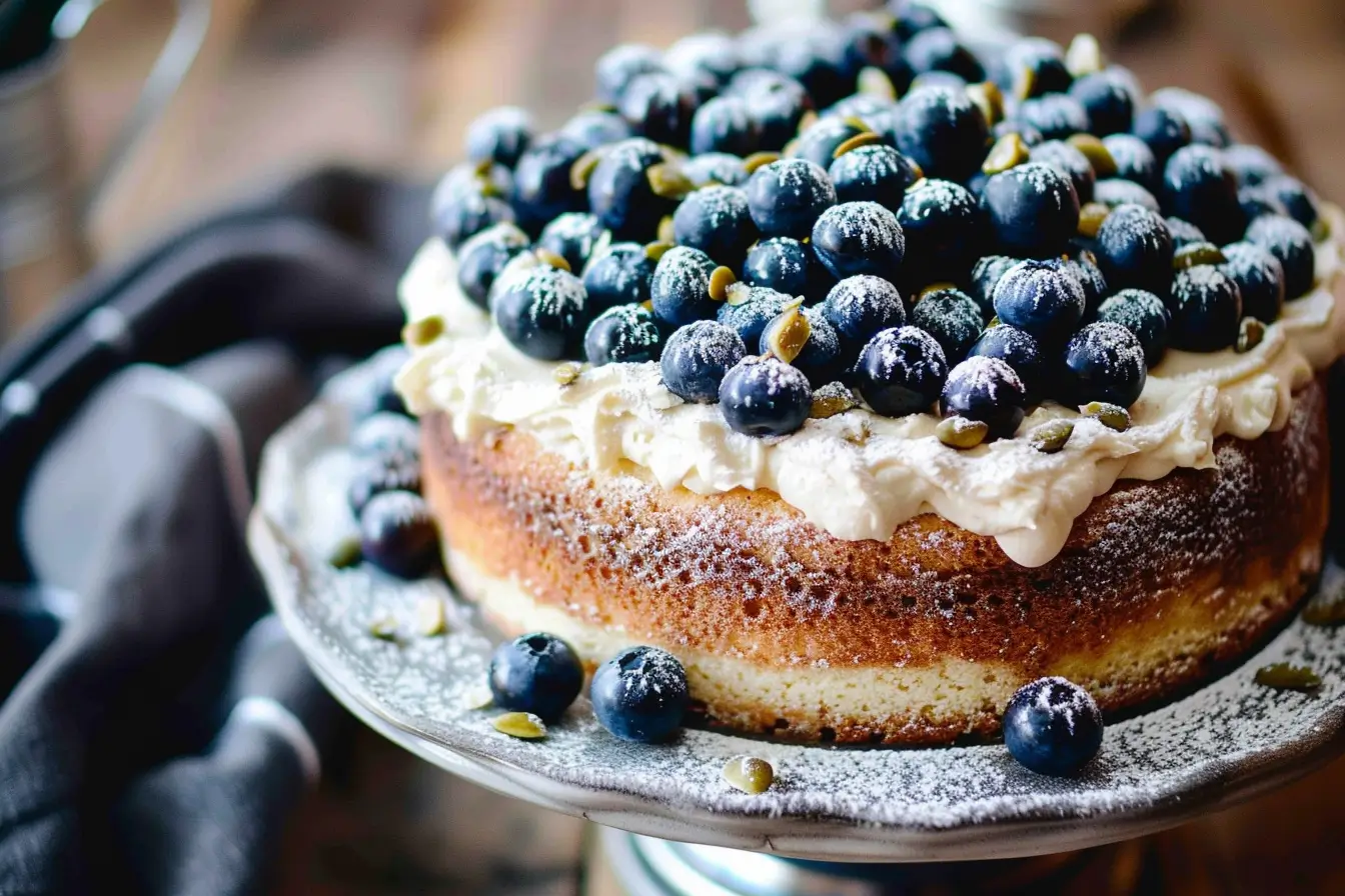 Blueberry Orange Brunch Cake with Agave and Pistachios